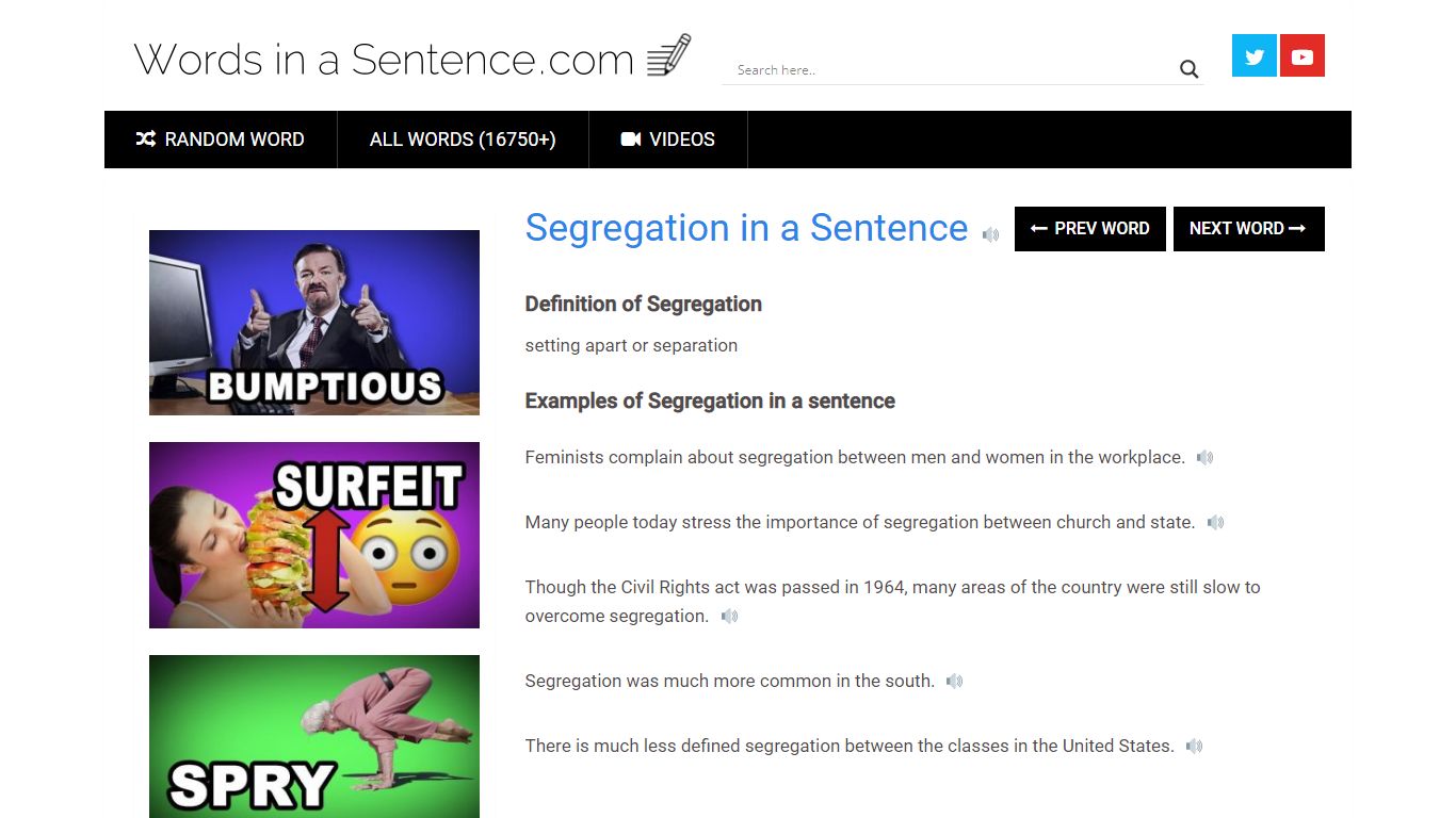 Segregation: In a Sentence – WORDS IN A SENTENCE