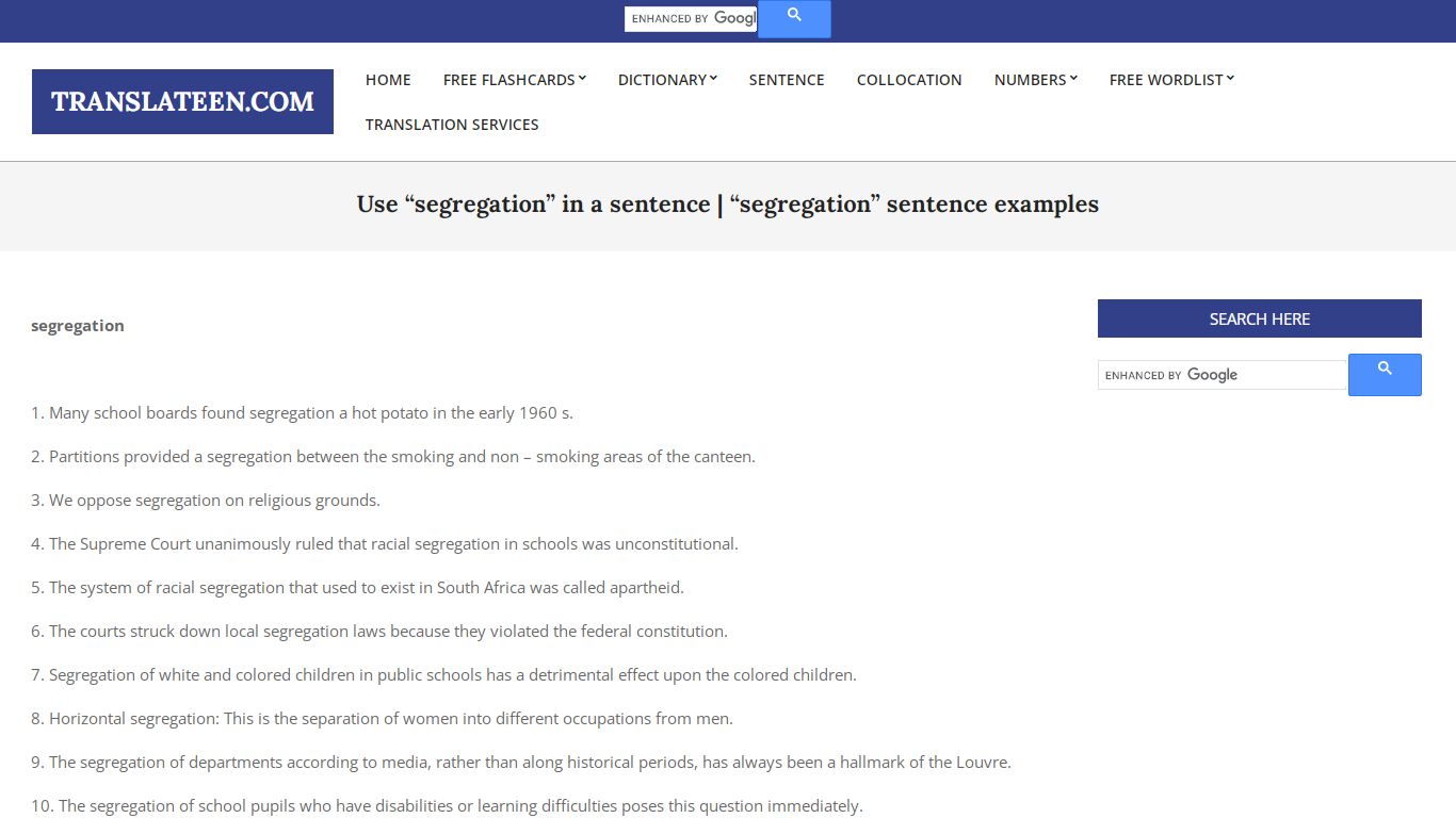 Use “segregation” in a sentence | “segregation” sentence examples